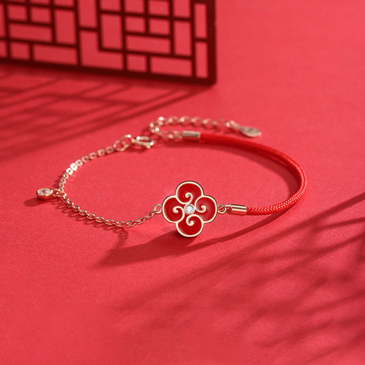 925  Sterling Zilver Four-leaf Clover Armband In Niche Design Hand Ornament